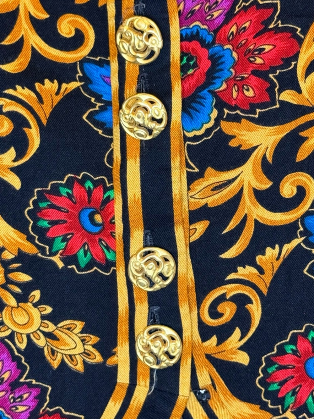 Vintage 80’s Leslie Fay Black Floral Baroque-Print Jacket - Picture 3 of 5